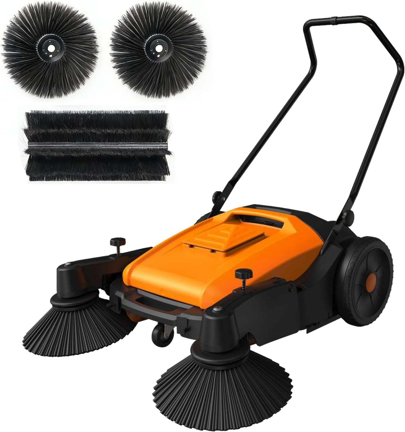 Floor Sweeper Walk Behind Outdoor Push Sweeper Efficient,5-Gallon Waste Container, Floor Sweeper Manual Non-Electric for for Walkway, Yard, Garage, Patio (Spary)