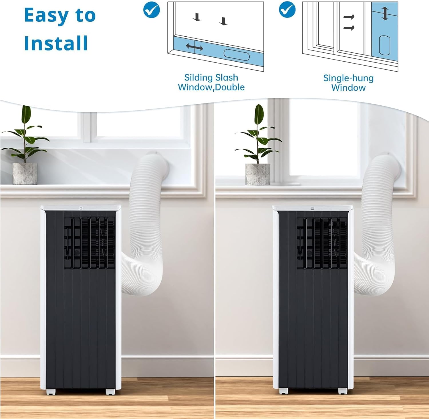 Portable Air Conditioners 8000 BTU - Quiet Cooling w/Remote & 24H Timer, Energy Saving AC Unit for Small Rooms, Bedrooms, Offices, Dormitories 350 Sq.Ft