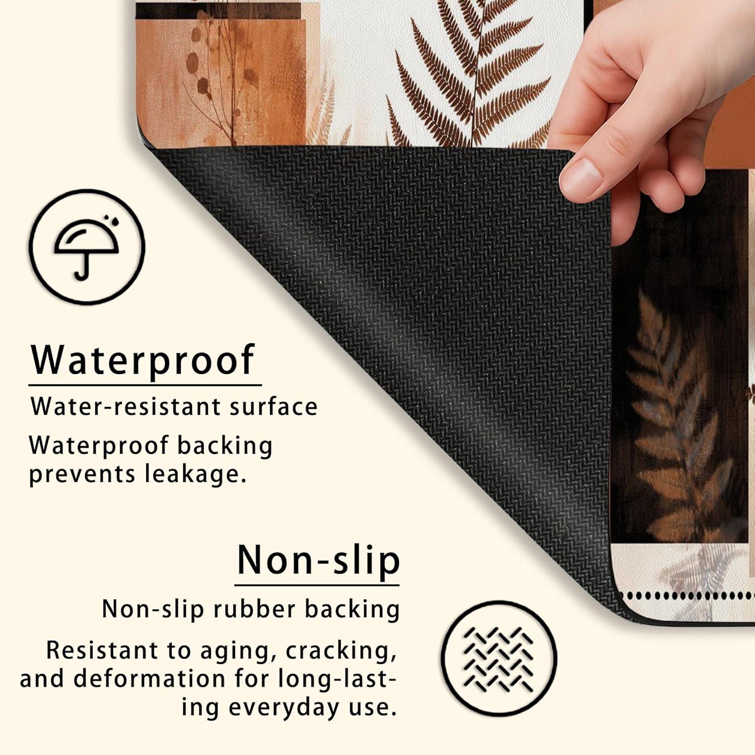 Botanical Washer Dryer Top Protector Mat, Warm Earthy Botanical Print Laundry Machine Covers, Fall Decor Rubber Anti-slip Waterproof Washer And Dryer Mats for Laundry Room 24x24 Inch