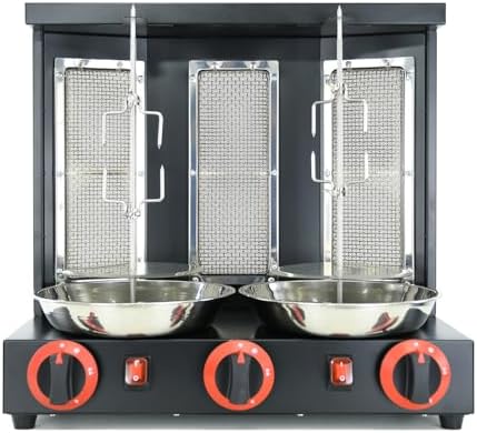 Shawarma Machine Commercial Shawarma Rotisserie Vertical Kebab Broiler Gyro Grill Rotating Kebab with 3 Burner Propane,Black