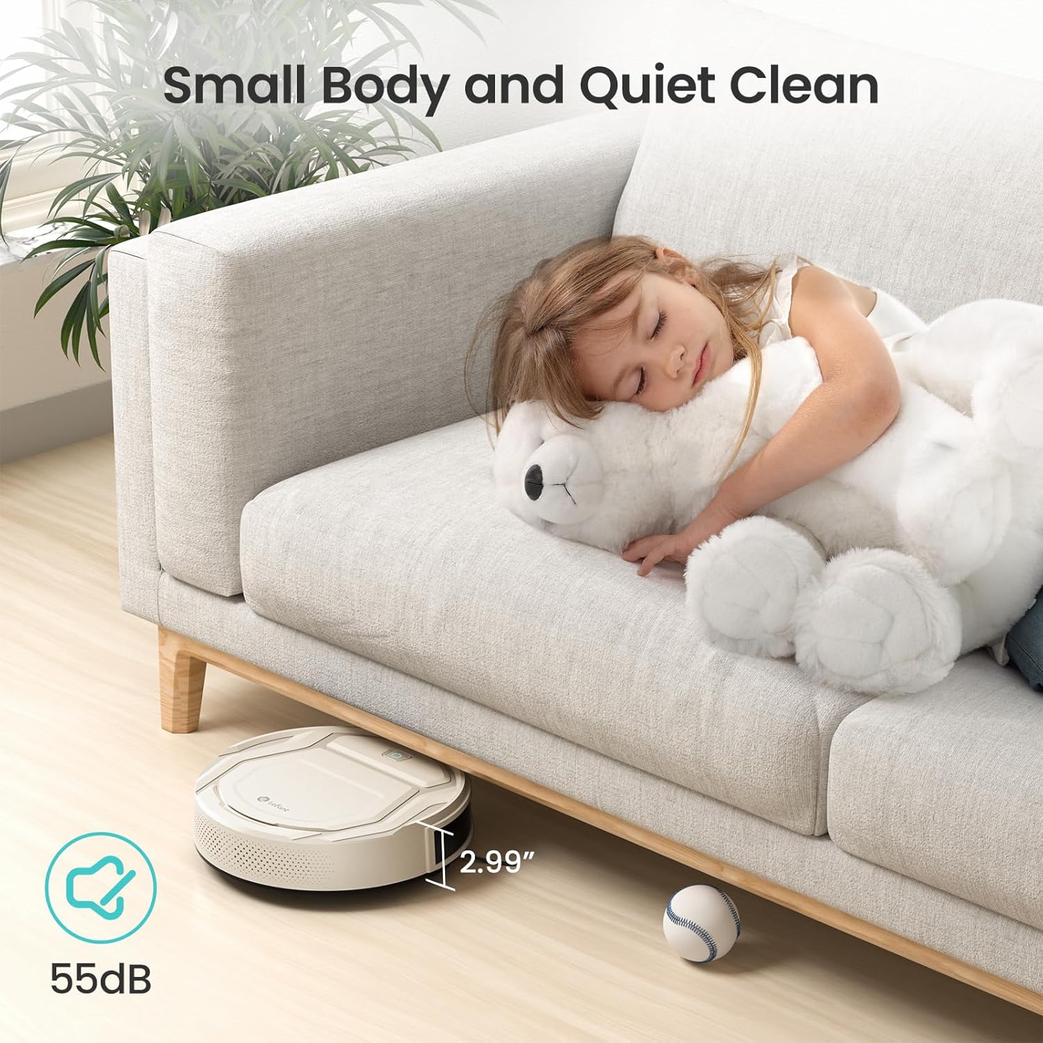 Lefant Robot Vacuum, Slim Quiet, 3 Adjustable Strong Suction Levels, Robot Vacuum Cleaner Ideal for Pet Hair Hard Floor and Daily Cleaning, WiFi/App/Alexa/iWatch Control, M210 Pro