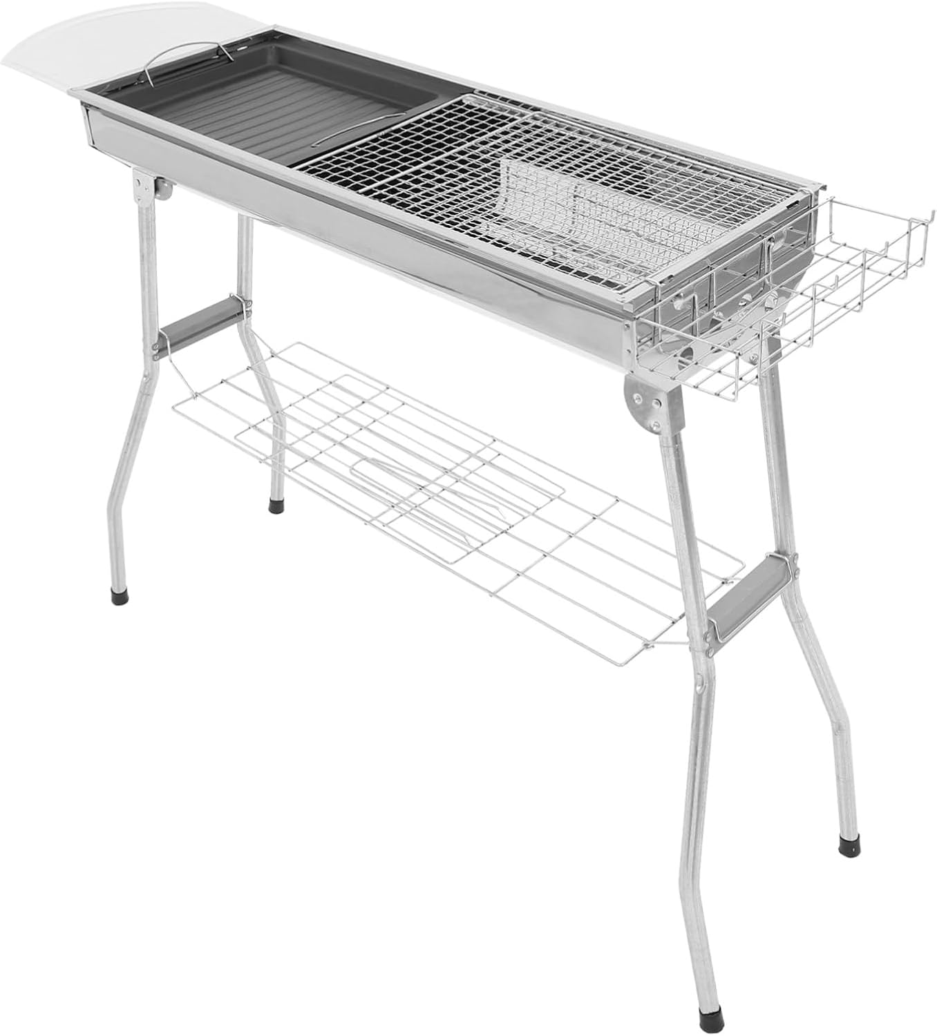 1Set Portable Camping Grill with Frying Pan and Fish Net Clip Easy to Clean Bbq Tool for Outdoor Cooking and Picnics for Camping Enthusiasts