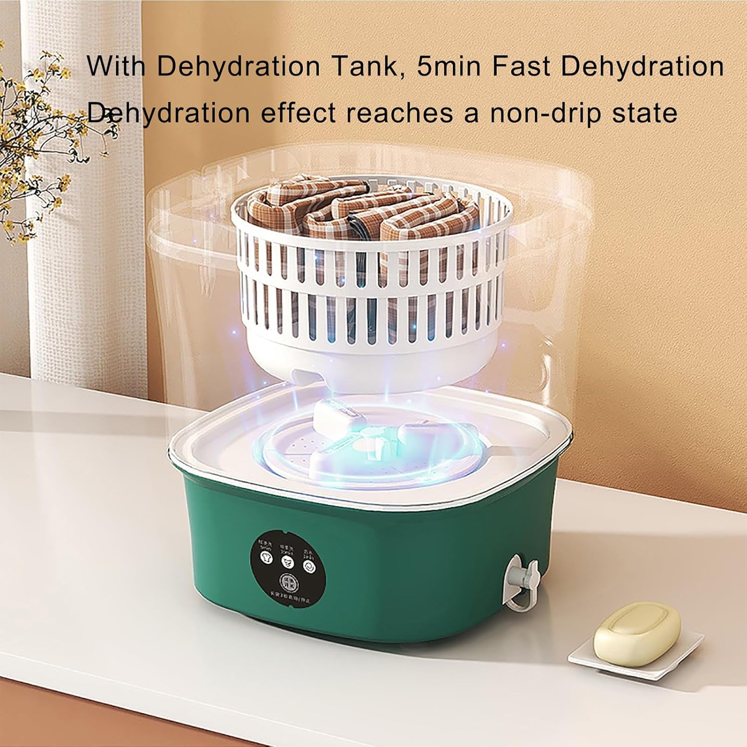 THAMBA Apartment Washer Small Portable Washing Machine Mini Washer 9L High Capacity with 2 Modes Deep Cleaning Washer for Underwear,Baby Clothes or Small Items (Color : Orange)