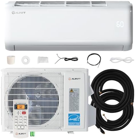 Albott Mini Split Air Conditioner Heat Pump, 24000 BTU 21 SEER2 208V-230V, Energy Star, Remote Control for Rooms up to 1500 Sq.Ft, Wall Ac Unit with 14.8ft Installation Kit, White
