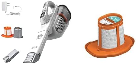 BLACK+DECKER dustbuster Handheld Vacuum, Cordless, AdvancedClean+, White with Replacement Filter (HHVK320J10 & HHVKF10)