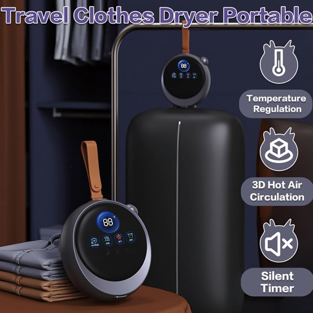 Mini Portable Clothes Dryer, Dual Drying Modes, 3-9 Hour Timer, Automatic Overheating Protection, Aroma Diffuser Function, Low Noise Operation, For Delicate Fabrics & Everyday Clothing Drying