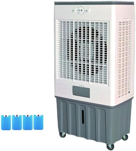 47in Outdoor Patio Air Conditioner, Evaporative Air Cooler with 4 Ice Packs, Portable Swamp Cooler, Ventless AC Unit Ductless, 3 Speeds, 18 Gal Tank for Room Garage Patio