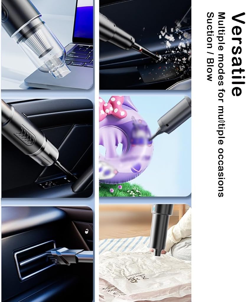 KITCISSL Hand Held Vacuum Cordless Small Car Vacuum Cleaner High Power for Home, Wireless Handheld Car Vacuum Cleaner Portable Dust Buster Hand Vacuum for Pet Hair, Stairs (Color : Gray A)