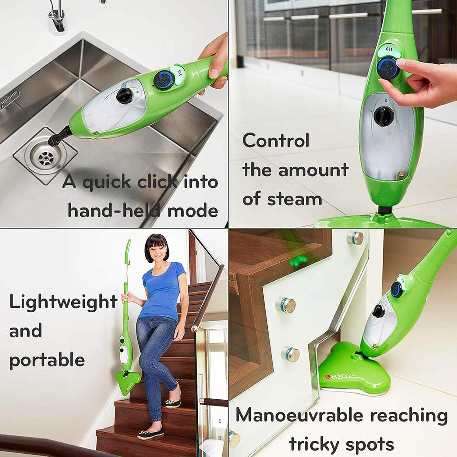 Electric Mop Floor Cleaner Cordless Multifunctional Household Rechargeable Steam Mop Handheld Vacuum Floor and Carpet Cleaner Green (Green)