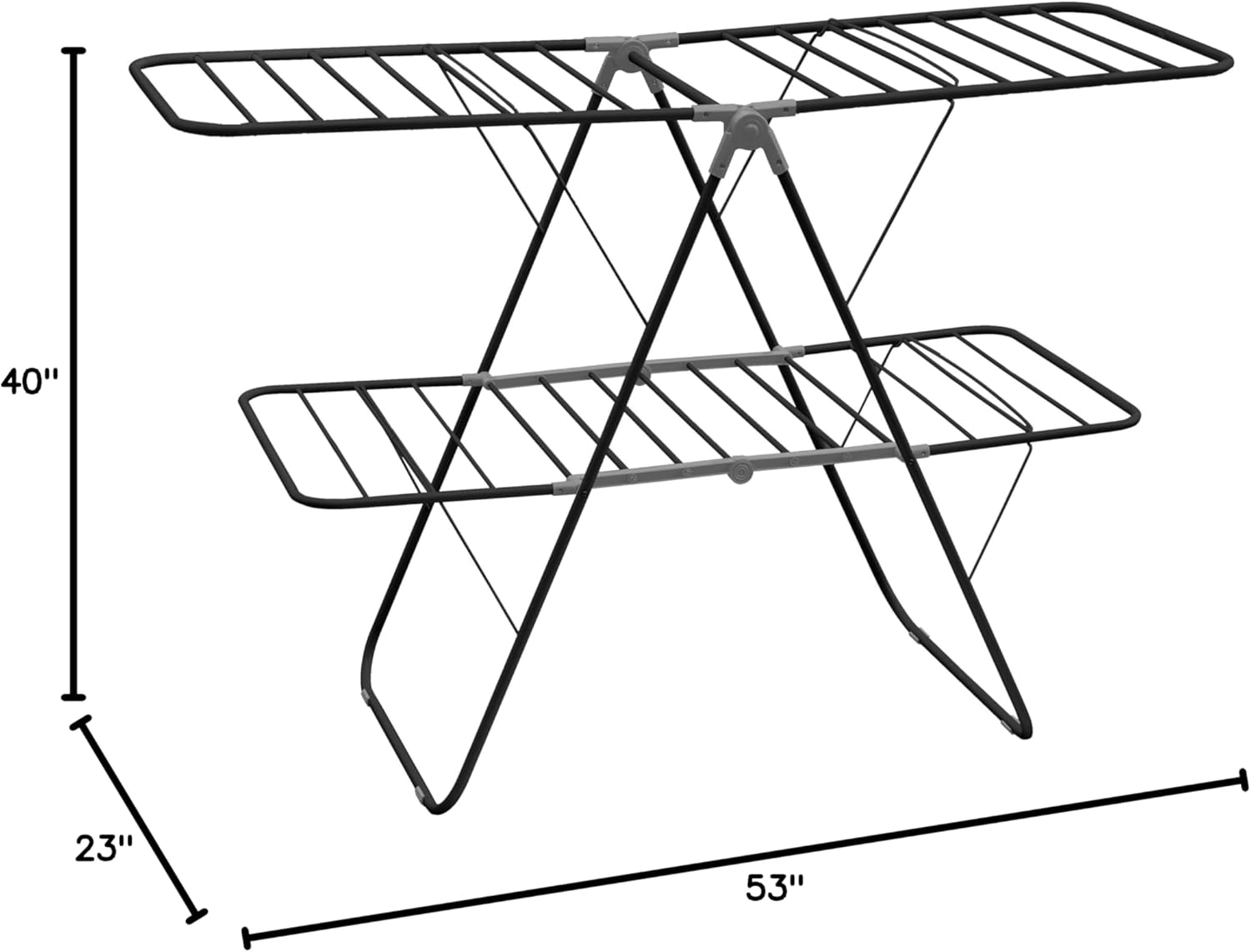 Brookstone 2 Tier Folding Rack – Indoor/Outdoor Collapsible Clothes Dryer Stand Laundry or Shoe Rack,Heavy Duty Freestanding Garment Hanger, Foldable, Portable Air Dry Holder