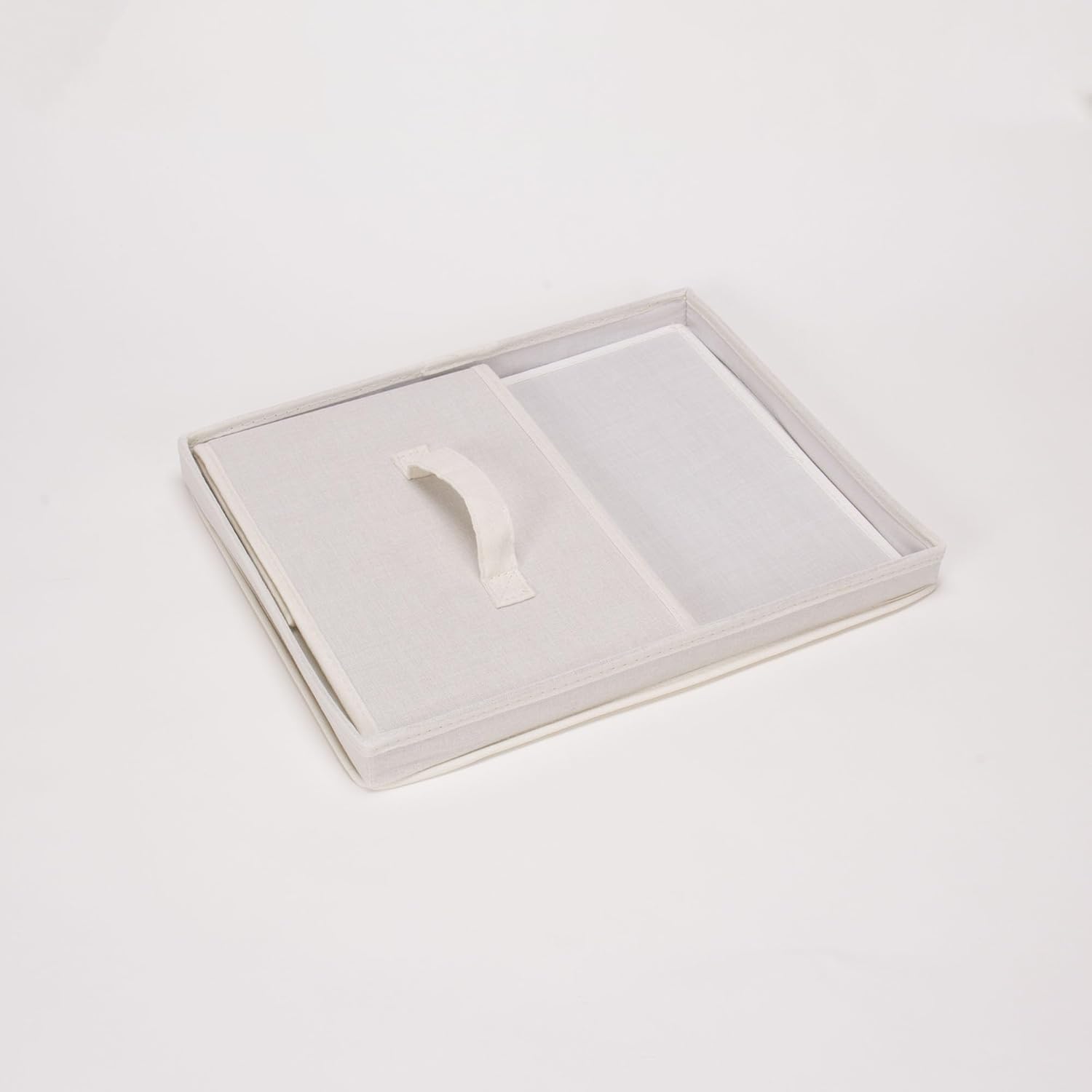 Household Essentials 113 Storage Box with Lid and Handle - Natural Beige Canvas - Large