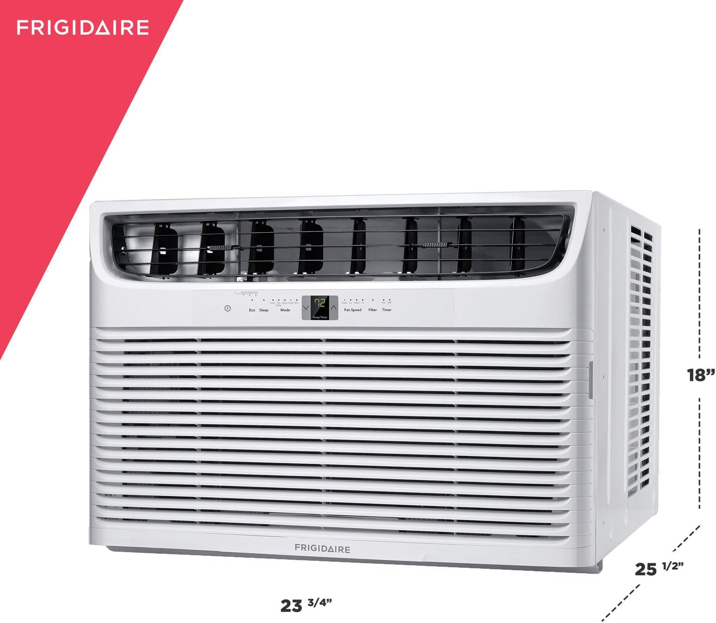 Frigidaire 23,000 BTU Window Air Conditioner with Supplemental Heat, Dehumidifier, and Remote, 230V, Cools up to 1400 Sq. Ft. for Apartment, Bedroom, Large Rooms