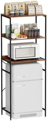 Mini Fridge Shelf Mini Fridge and Microwave Stand Over Mini Fridge Storage Rack 3 Tier Microwave and Fridge Stand Suitable for Dorm, Kitchens, Offices, Brown