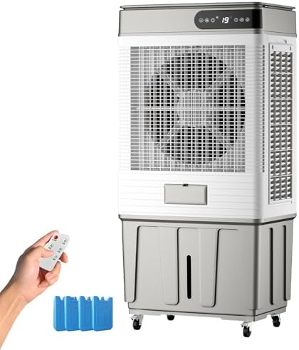 Swamp Cooler, Portable Evaporative Cooler with Remote, Air Conditioner Fan with 17.6 Gal Water Tank, 120° Oscillation, 3 Speeds, 4 Ice Boxes