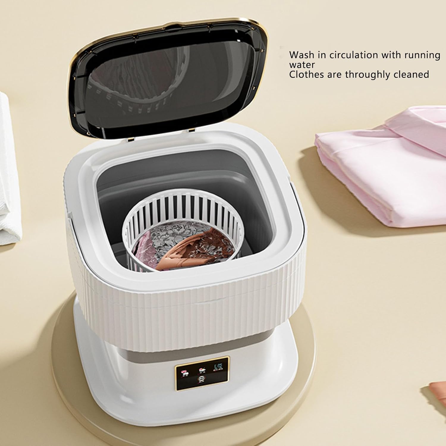 Pssopp Portable Laundry Washing Machine, 11.5L Underwear Baby Clothes Cleaner with Drain Hose for Small Space Dormitory Motorhome Use (US Plug)