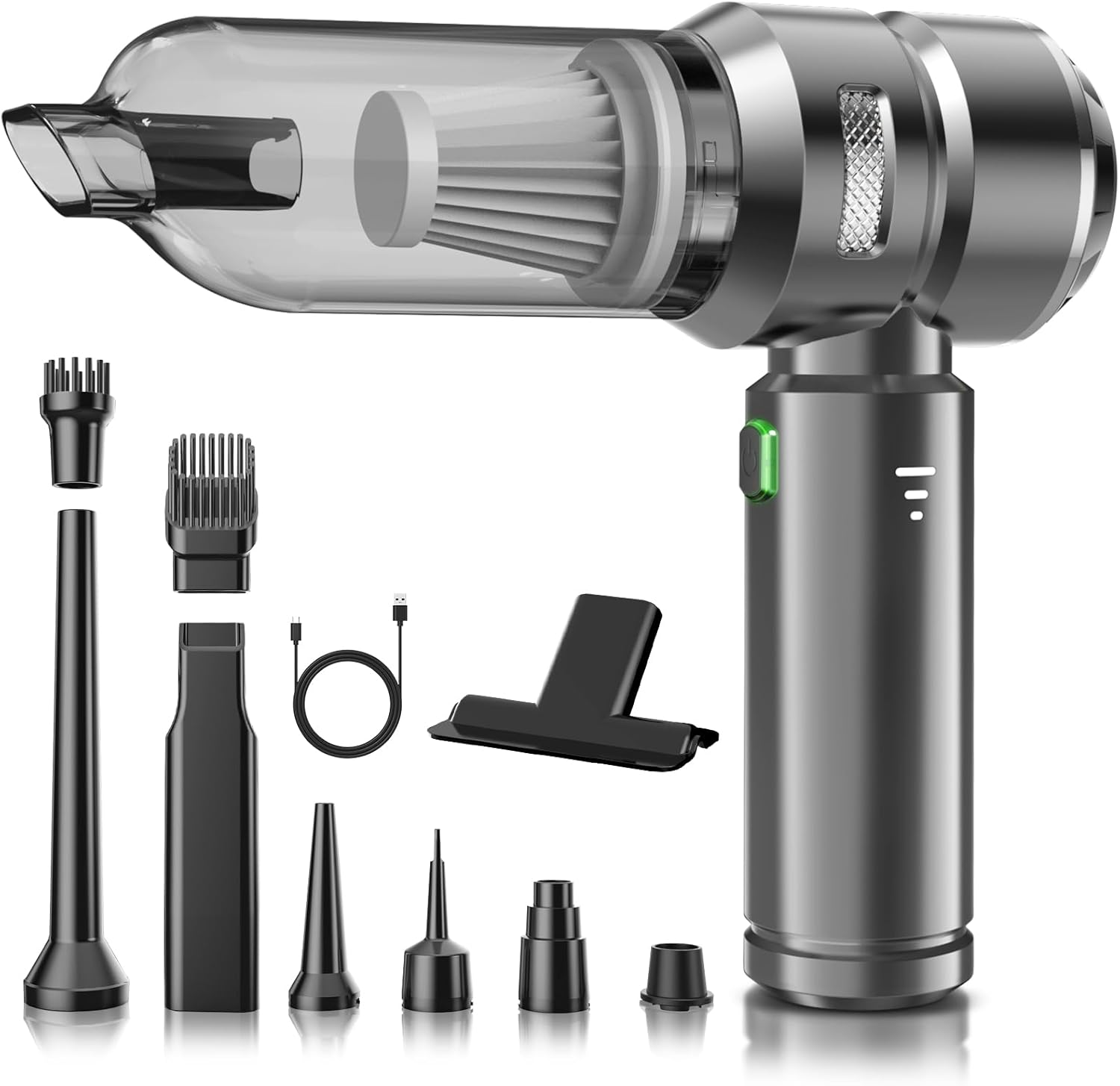 Handheld Vacuum Cordless, 28000Pa Brushless Motor Car Vacuum Portable Cordless, 3 Speed Mini Vacuum Cleaner for Cars, Offices, Homes, and Pet Hair, Dark Gray