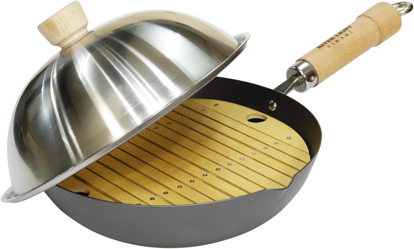 Riverlight Kyoku JAPAN J1426D Iron Steaming Pot Set, 10.2 inches (26 cm), Stainless Steel Dome, Bamboo Steamer, Iron Nitride, IH Compatible, Rust Resistant, Made in Japan