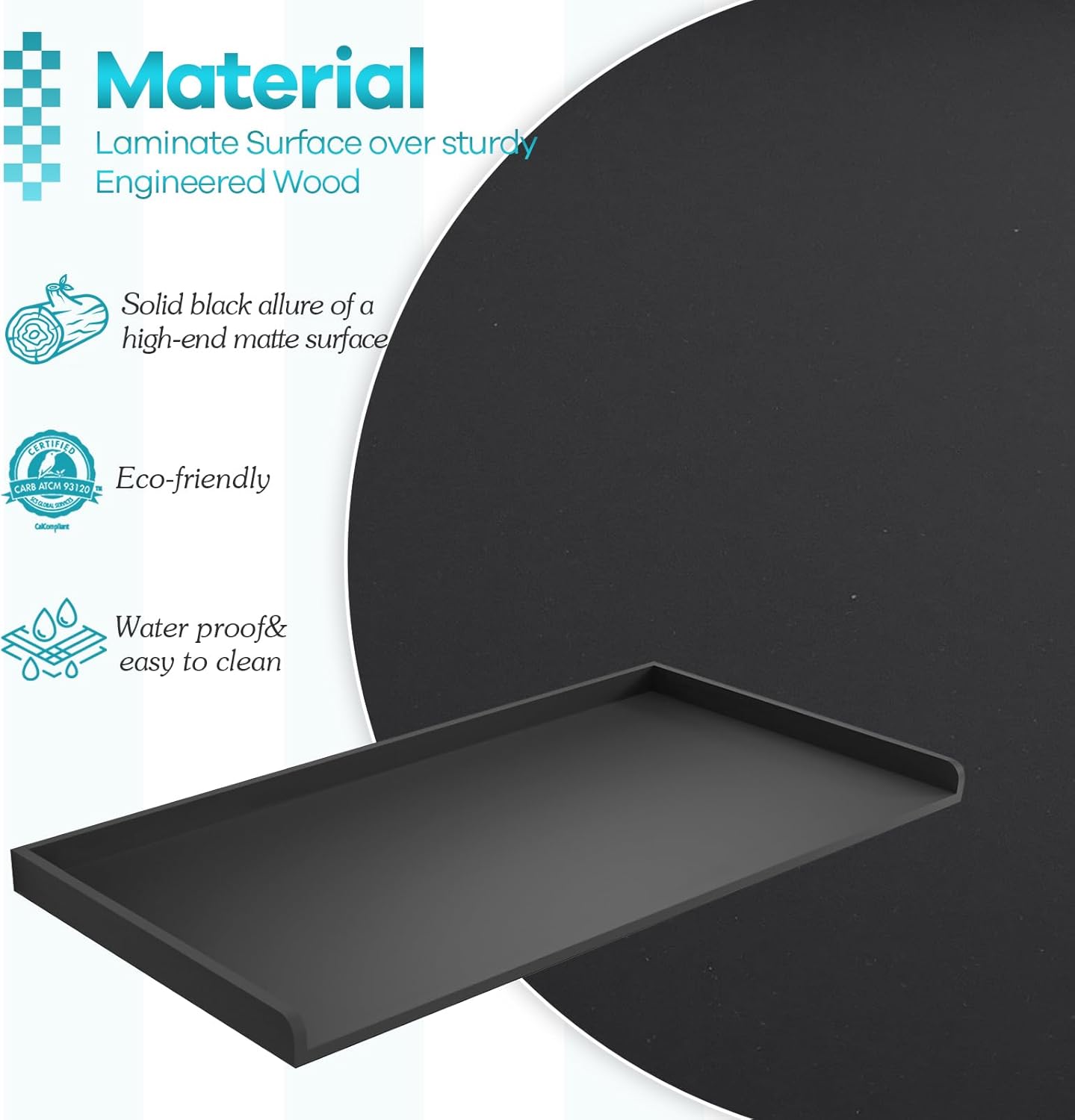 Kaboon Washer Dryer Countertop Only, Melamine Countertop with Edge Rails - 27.5