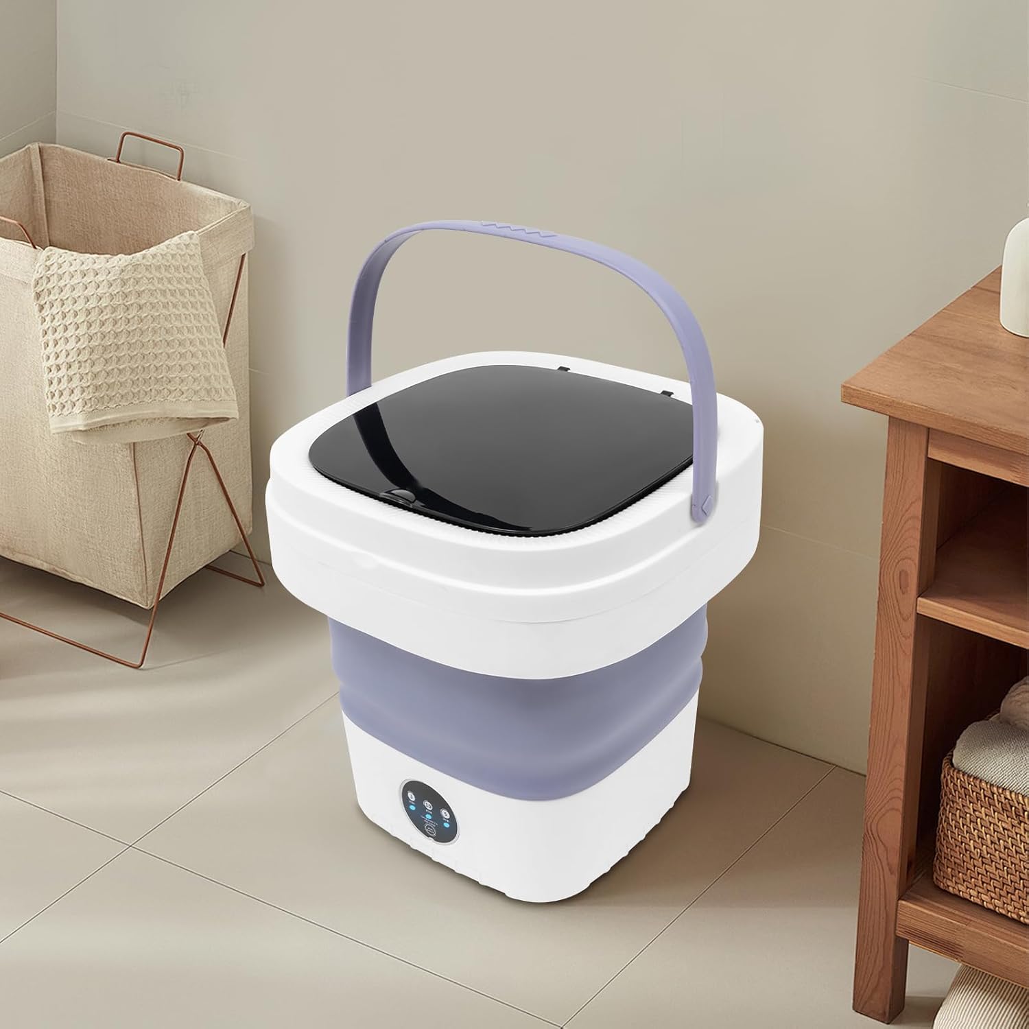 Portable Washing Machine, Mini Washer, 12l/12.68qt Large Capacity Foldable Washer, Deep Cleaning Of Underwear, Baby Clothes And Other Small Clothes For Apartments, Dormitories, Hotels (Purple)