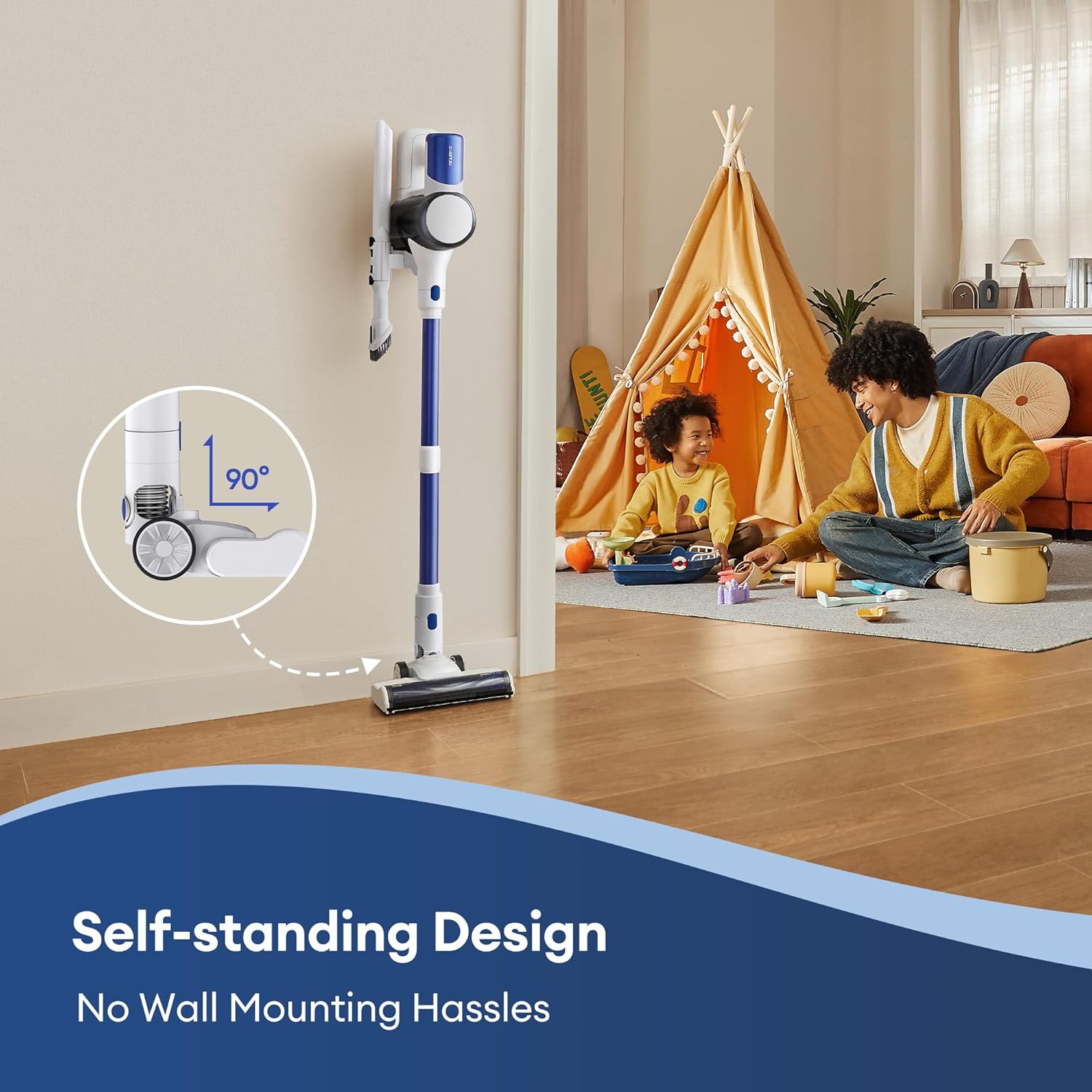 Ultenic Cordless Vacuum Cleaner, 45KPa 500W Stick Vacuum Rechargable, Max 40mins Runtime, Self Standing Design with 1.5L Dustbin Capacity, Stick Vacuum for Home, Pet Hair, Hardwood Floors, U10