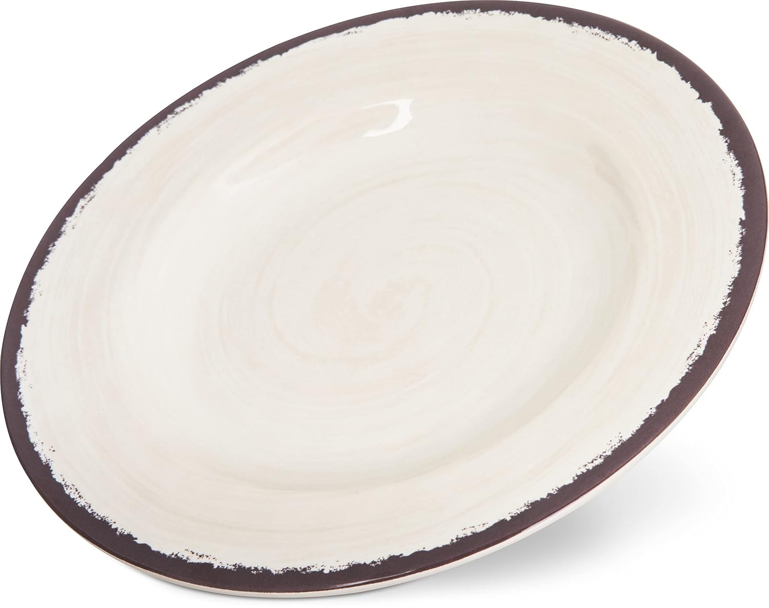 Carlisle FoodService Products Mingle Resuable Plastic Plate Dinner Plate with Pottery Style for Home and Restaurant, Melamine, 9 Inches, Sweet Cream