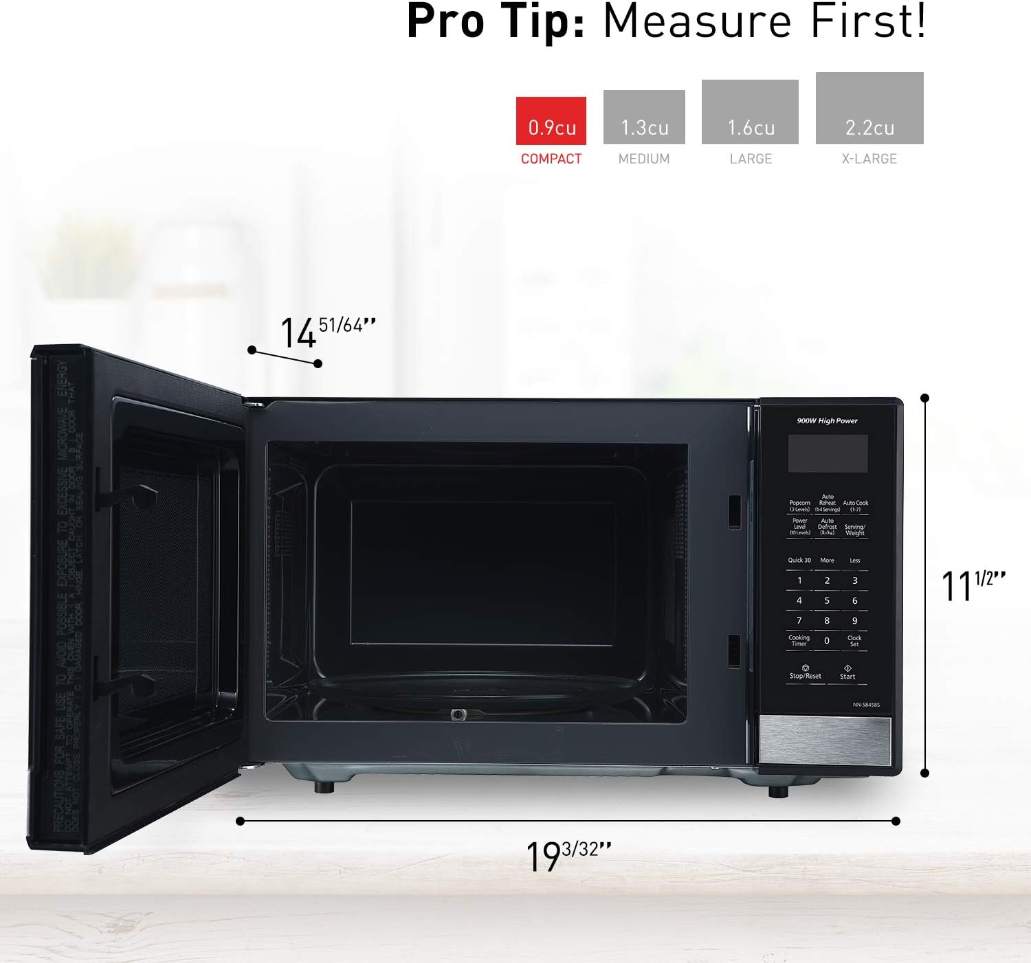 Panasonic NN-SB458S Compact Microwave, 0.9 cft, Stainless Steel