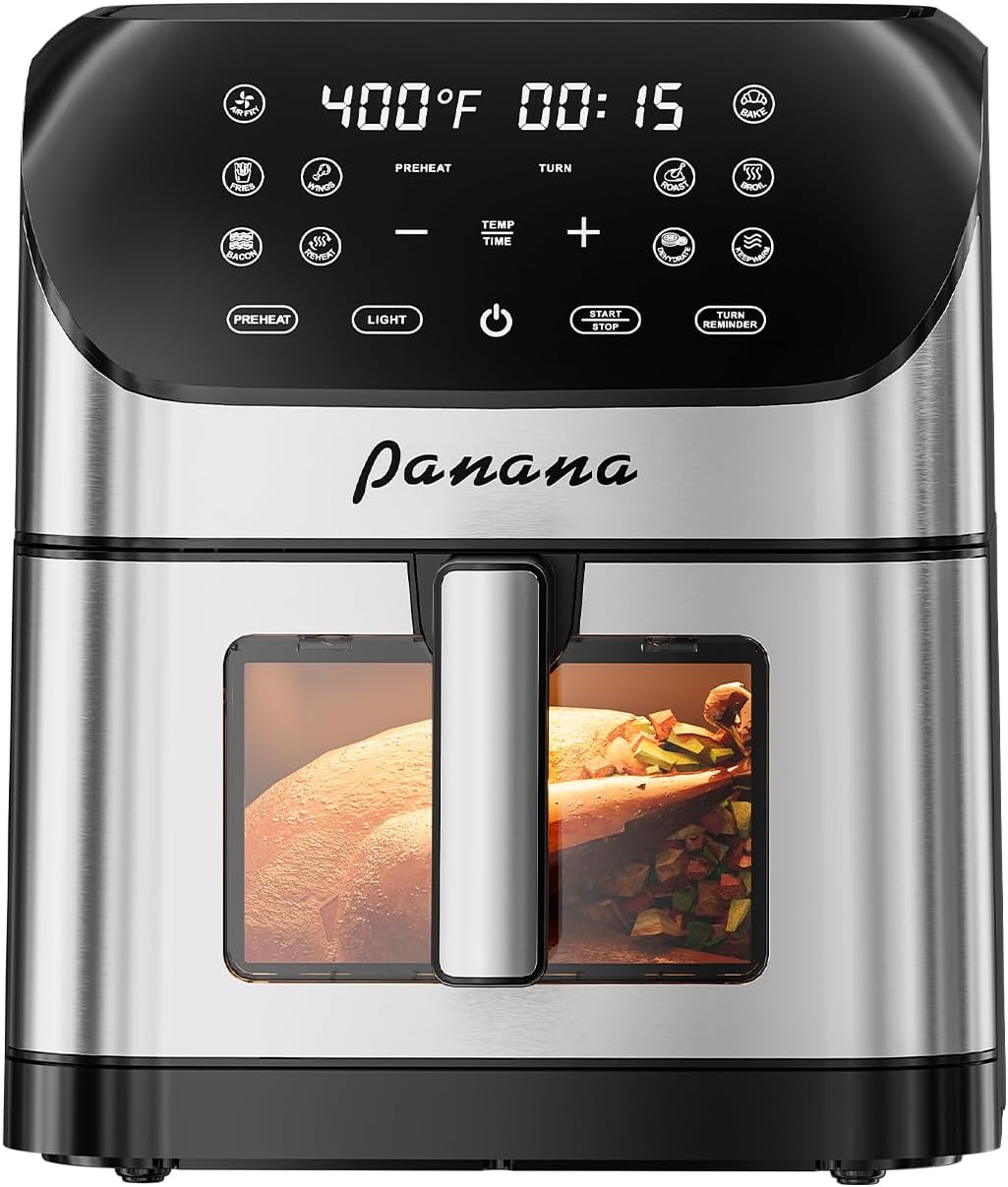 Panana Air Fryer 8.5QT For Quick Easy Meals, Compact Air Fryer with 10 Preset Function, Airfryer with Easy View Window, Adjustable Timer And Temperature, LED Display and Touch Control, 1700W