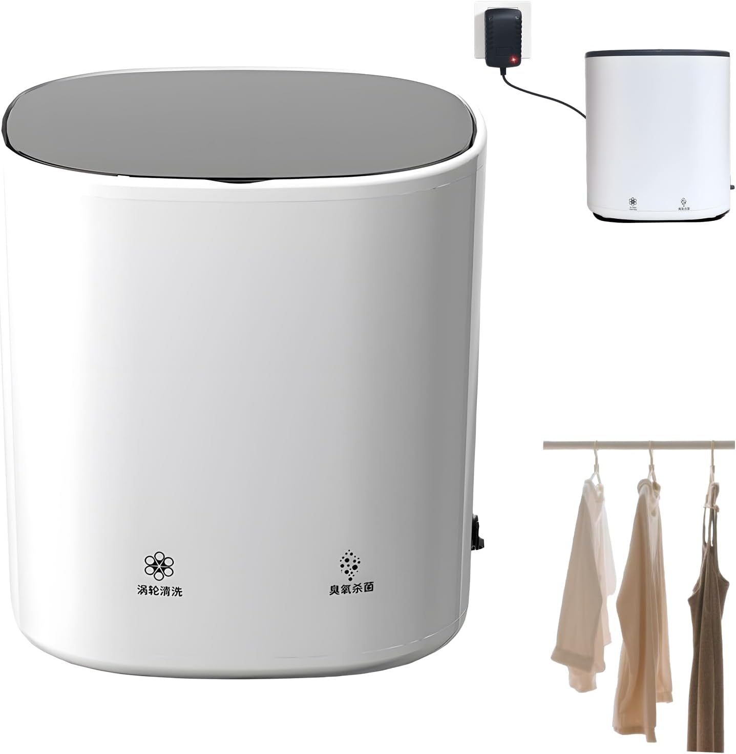 Mini Automatic Underwear Washing Machine, Portable Mini Washing Machine, Deep Cleans Underwear,Baby Clothes,Small Laundry,Automatic Spin Dry,Hot Air Dry,Ozone Deep Clean (White, Charge)