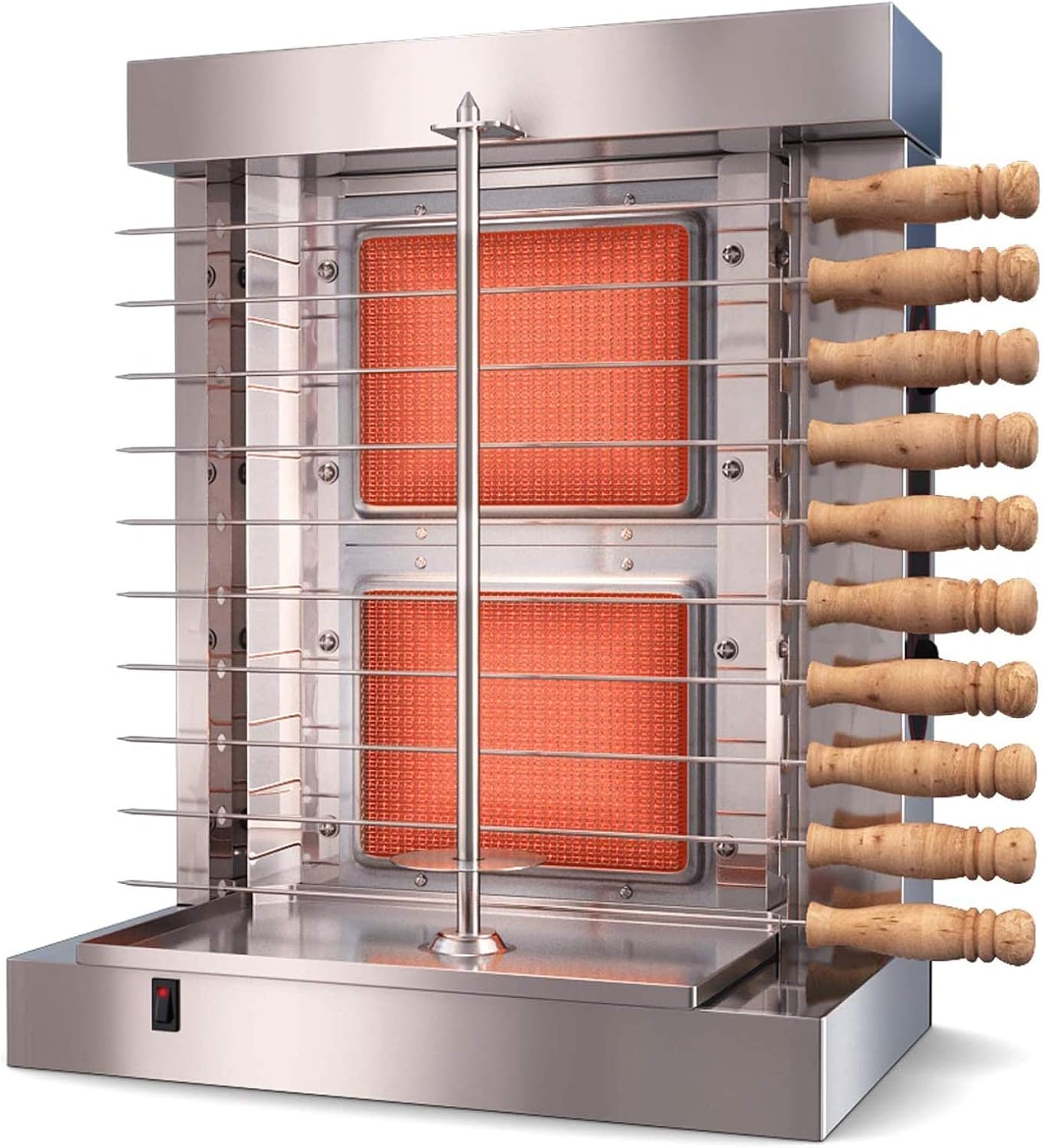 Barbecue Grill Gas Burner Grill - Vertical Broiler - Automatic 2 Burners Machine with 10 Side Skewers Burners Propane Gas