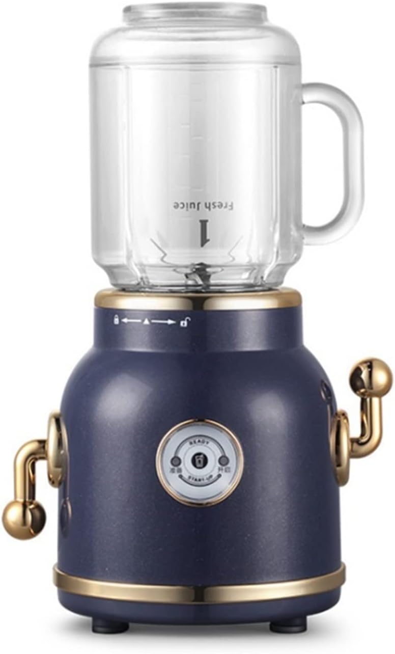Retro Blender Household Semi-Automatic Juicer Portable Cup Body Cooking Machine Juice Chopping Vegetables Minced Meat LP (Color : Sapphire Blue, Size : USA) (Creamy White)