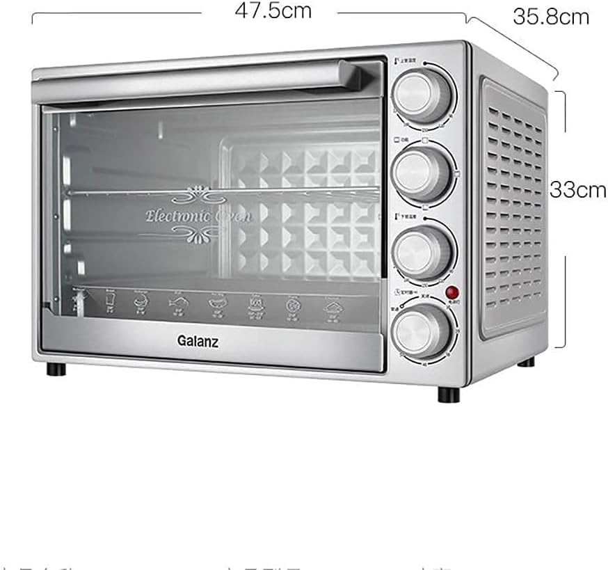 oven mini oven air fryer oven Mini Ovens 40 Liter Large Capacity Baking Oven for Household Use, Small Multifunctional Silver 1500W Electric Oven Toaster Oven Air Fryer,, Onesize