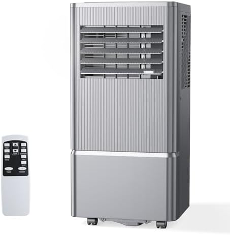 Air Choice Portable Air Conditioners, 8000 BTU Air Conditioner for Room Up to 350 Sq.Ft, 24H Timer, 3-in-1 Quiet AC Unit with Remote Control & Digital Display, Window Kit Included, Metallic Grey