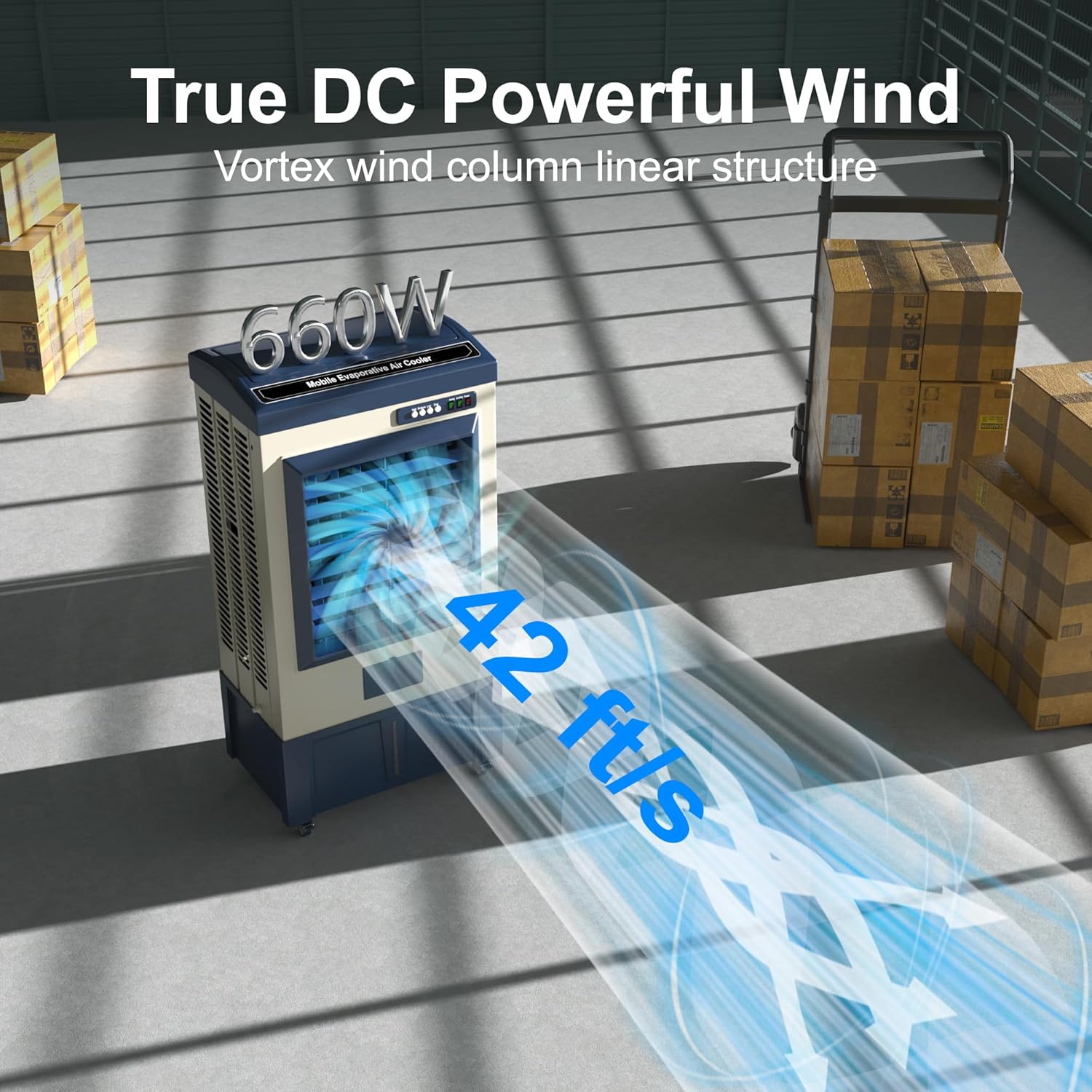 AKIRES 8979CFM Portable Swamp Cooler Air Conditioner,57IN Air Cooler for 1730Sq.ft of Space,with Continuous Auto Fill,36-Gal Water Tank,120°Oscillation,5 Ice Packs,Cooling Fan for Outdoor,Garage