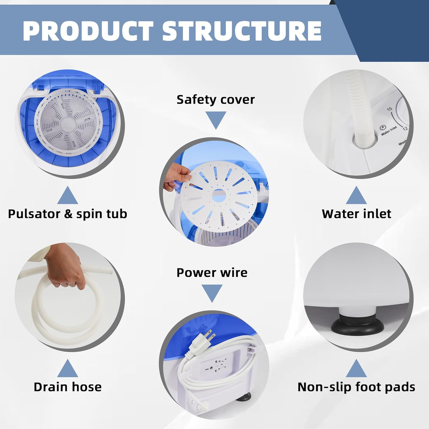 Elevon Mini Spin Dryer Portable Washing Machine, Compact Laundry for Home, Apartment, RV