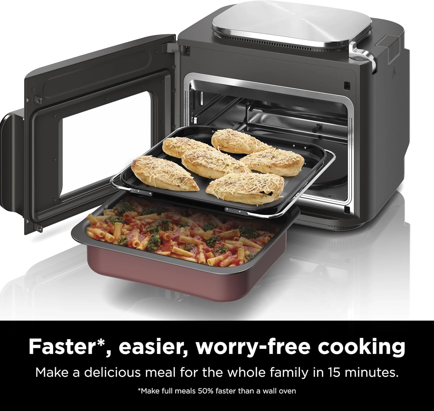Ninja SFP700 Combi All-in-One Multicooker, Oven, & Air Fryer, 10-in-1 Functions, 15-Min Meals, Digital Display, Stainless Steel (Renewed), 14.92 x 15.43 x 13.11