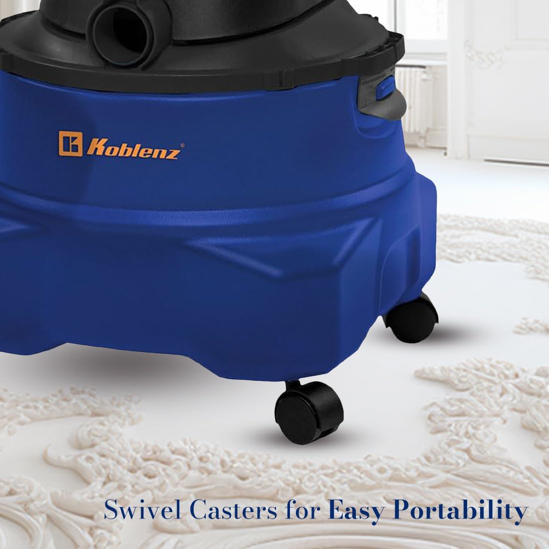 Koblenz Wet-Dry Vacuum Cleaner, 6-Gallon Tank, Superior 4.5 Peak HP Motor, Lightweight Vacuum Cleaner and Blower, Tackles Dry and Wet Messes, Accessories Included, Black+Blue (WD-6 L212)