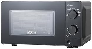 Commercial Chef 0.6 Cu. Ft. Countertop Microwave Oven, Mechanical Dial Controls, 700W, Pull Handle Door, 6 Power Levels, CHM660B, Black