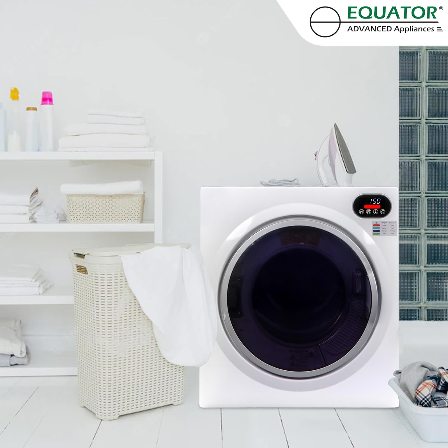 Equator Ultra Compact Short Vented SENSOR Dryer 2.6cf/10lb LED Ops 110V/1400W in White