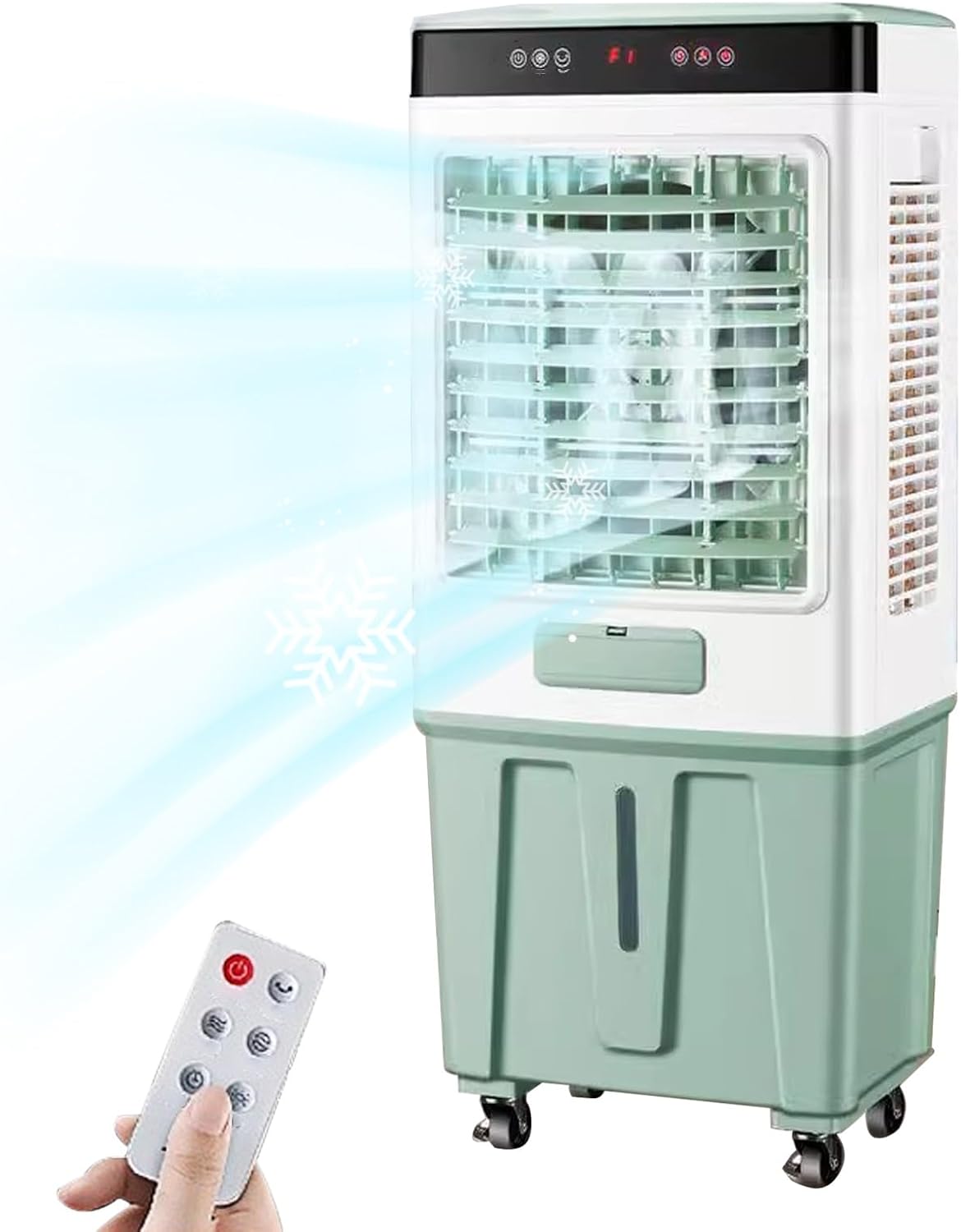 Swamp Cooler Air Conditioner, Evaporative Air Cooler with 10.5 Gallon Water Tank, 2 Ice Box, Remote, 3 Speeds, 120°oscillation, Portable Outdoor Air Conditioner for Bedroom Home Office