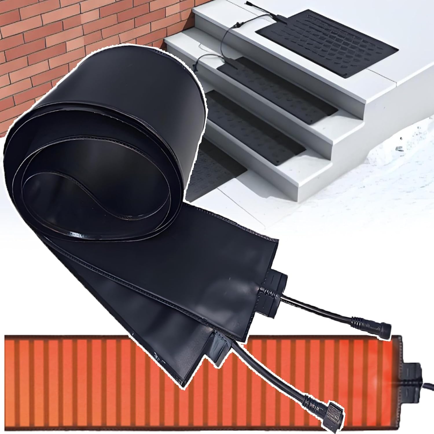 Total Roof Snow Melt Heat Mats Kit - Snow Melting Heated Tape,PVC Roof & Gutter Heating Pad,Graphene Heated,Curlable for Outdoor Ice Dams,Roof,Gutter,Steps 760cm/24.9ft