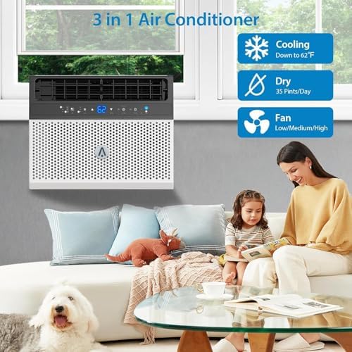 6000 BTU U-Shaped Window Air Conditioner - Ultra Quiet, Wi-Fi Enabled Smart AC with Remote, Energy Star Certified, Cools 269 Sq.Ft, Easy Install for Medium Rooms, White