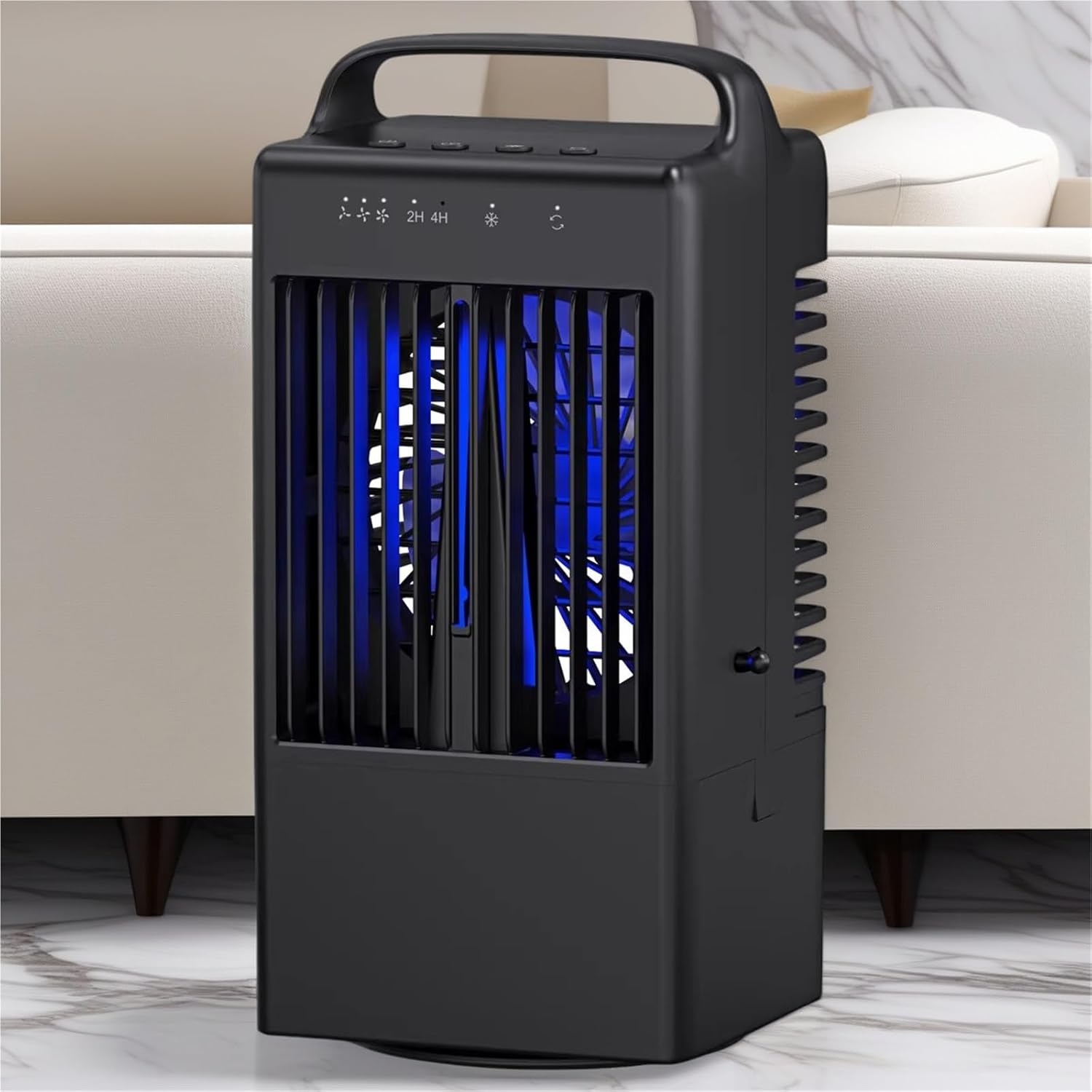 Portable Air Conditioners For Bedroom Dual Motor Evaporative Air Cooler With 3 Speeds, 7 Color Night Light Cooling Fan With 2-8H Timer,900ML Personal AC Unit For Office Room(Black)