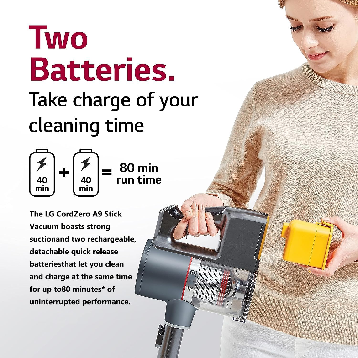 (2 Pack) EAC63758601 A9 Upgrade Vacuum Battery for LG Cord Zero A9 Cord Zero A9+ Cord Zero A9 Plus.