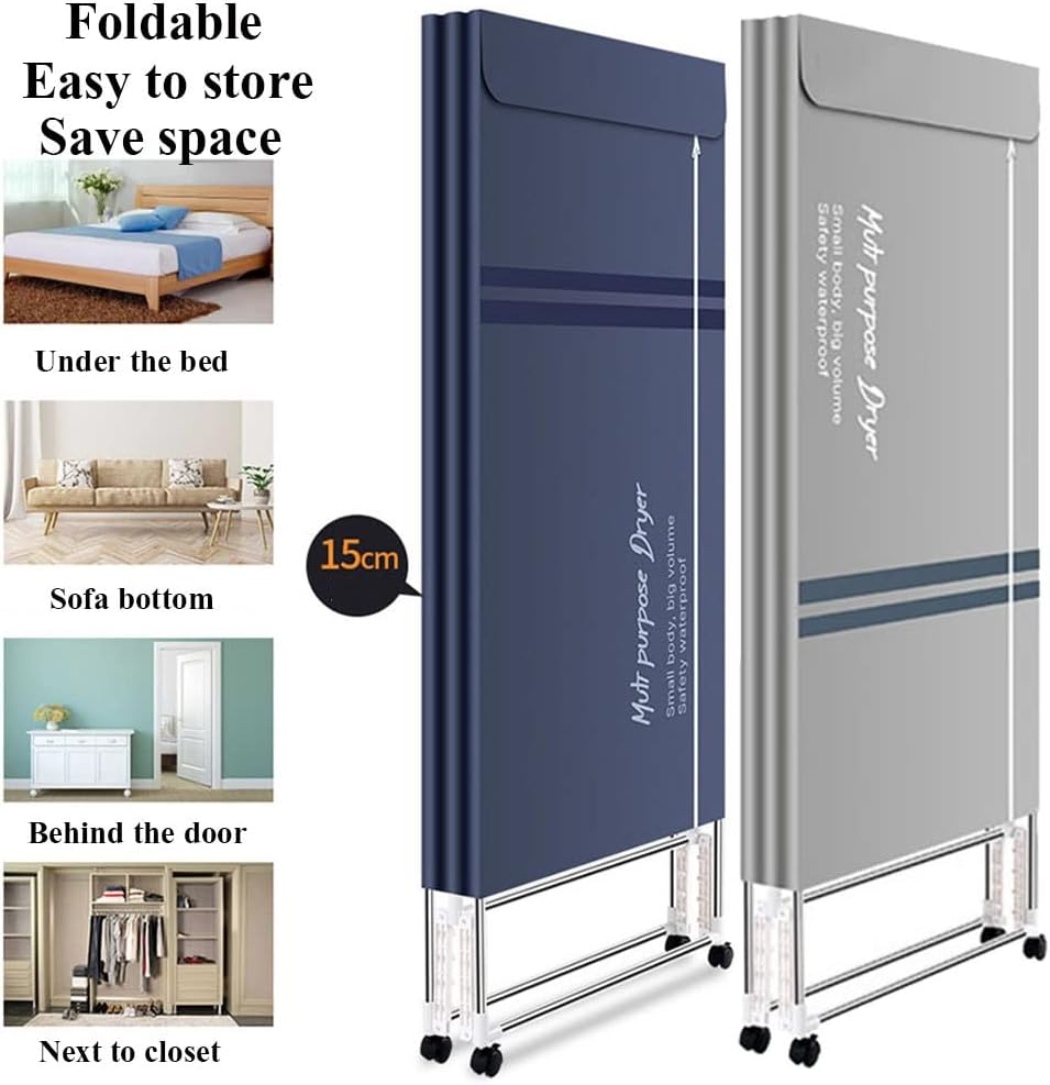 Portable Electric Clothes Dryer Airer,Apartment Clothes Dryer Machine,2300W Foldable Heater Laundry Drying Rack with Remote Control Adjustable Timer Low Noise for House Living Room The New