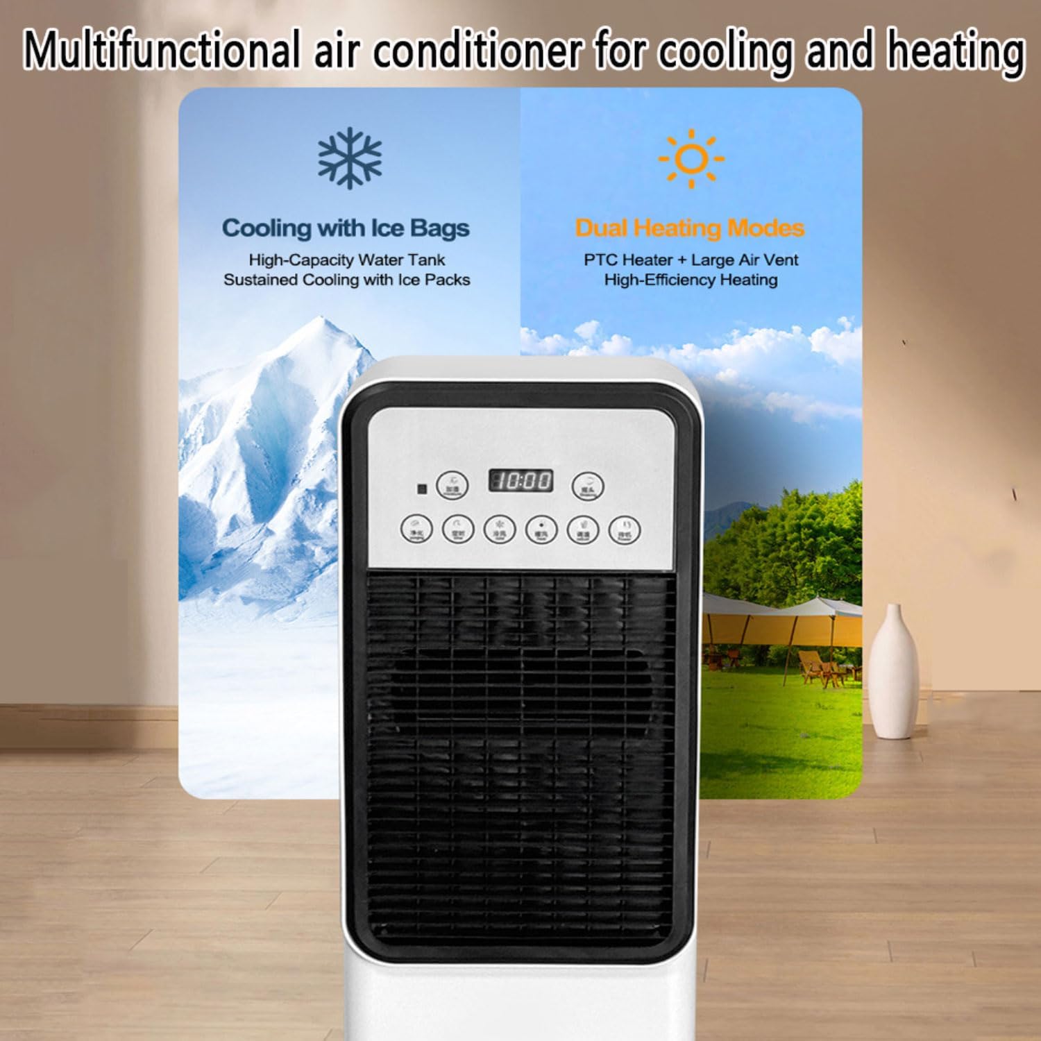 Portable Air Conditioner 3-IN-1Cooling Fan Evaporative Air Cooler w/3L Tank 4 Modes & 3 Speeds 12H Timer Portable AC Floor Standing Air Conditioner for Indoor Room Bedroom