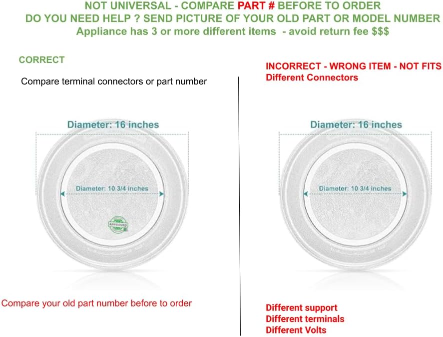 WB49X10189 CKDX10189X compatible with GE Microwave Glass Turntable Tray fits old number WB49X10189