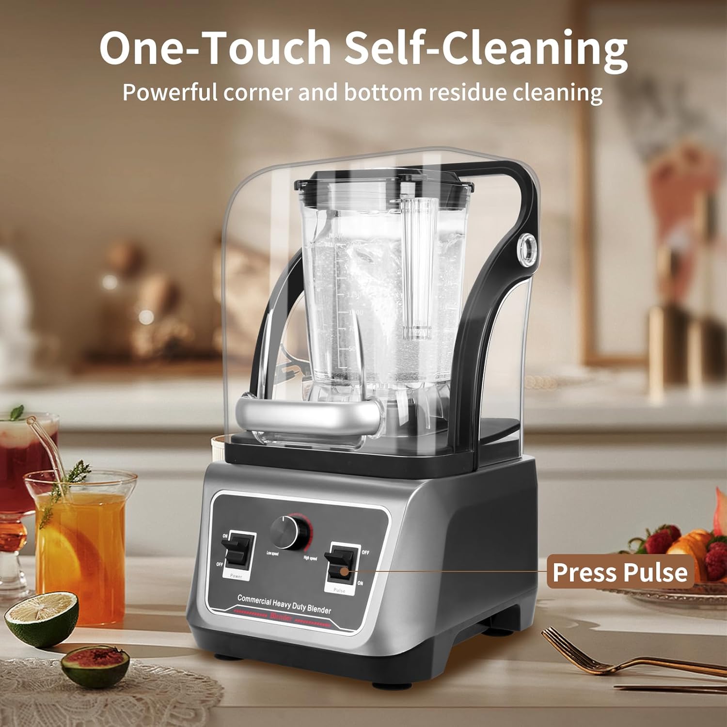 Commercial Blender with Soundproof Shield, 70 Oz Quiet Professional Blenders, Heavy Duty Blender with Strong and Quiet Professional-Grade Power, Self-Cleaning, Quiet Sound Enclosure, 2200W