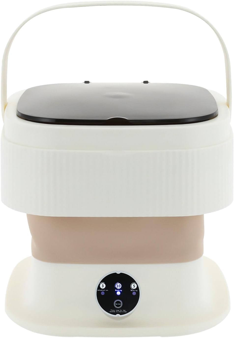 Portable Washing Machine, 10L Mini Portable Washer with 3 Modes Cleaning for Baby Clothes, Sock, Small Delicates, Foldable Small Washing Machine Ideal for Camping, RVs, Apartments, Dorms (Khaki）