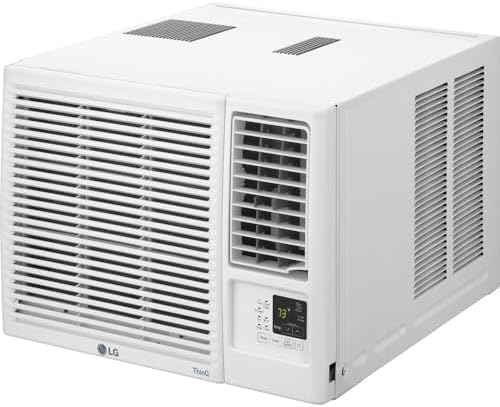 LG 18,000 BTU Heat and Cool Window Air Conditioner with WiFi Controls, Smart Temperature Control for Rooms up to 1,000 Sq. Ft., White