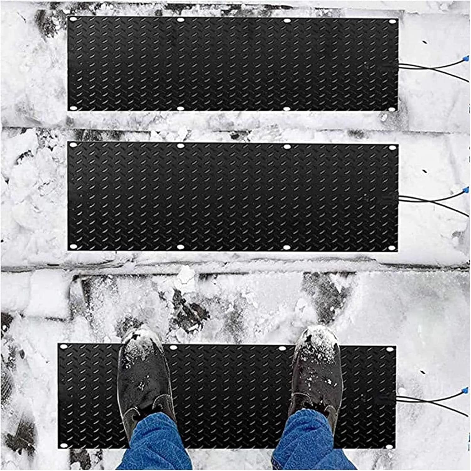 Snow Melting mats Outdoor, Non Slip Stair Treads, Electric Heating Snow Removal, for Winter Snow Removal (Color : 9 Pack, Size : 10inx15in)